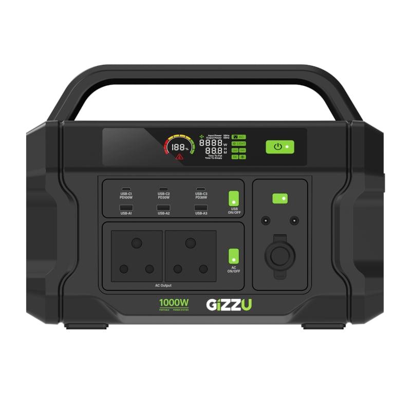 Gizzu Challenger Pro 1120WH/1000W UPS Fast Change LIFEPO4 Portable Power Station